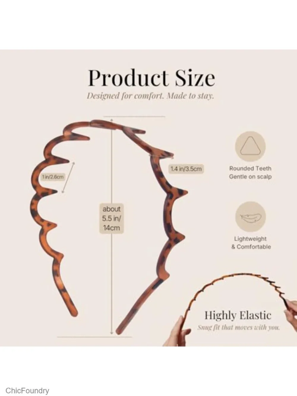 U Shape Fashion Hair Comb Headband with Teeth Zig Zag Non-slip Plastic